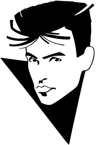 Man with classy haircut vinyl sticker. Customize on line. Hairdressers 047-0099